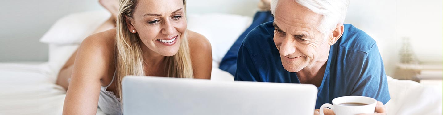 Older couple shopping owens direct online